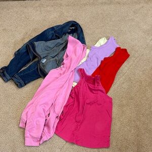 Cat and Jack Denim Jacket and Vibrant Tops Set - size 10-12